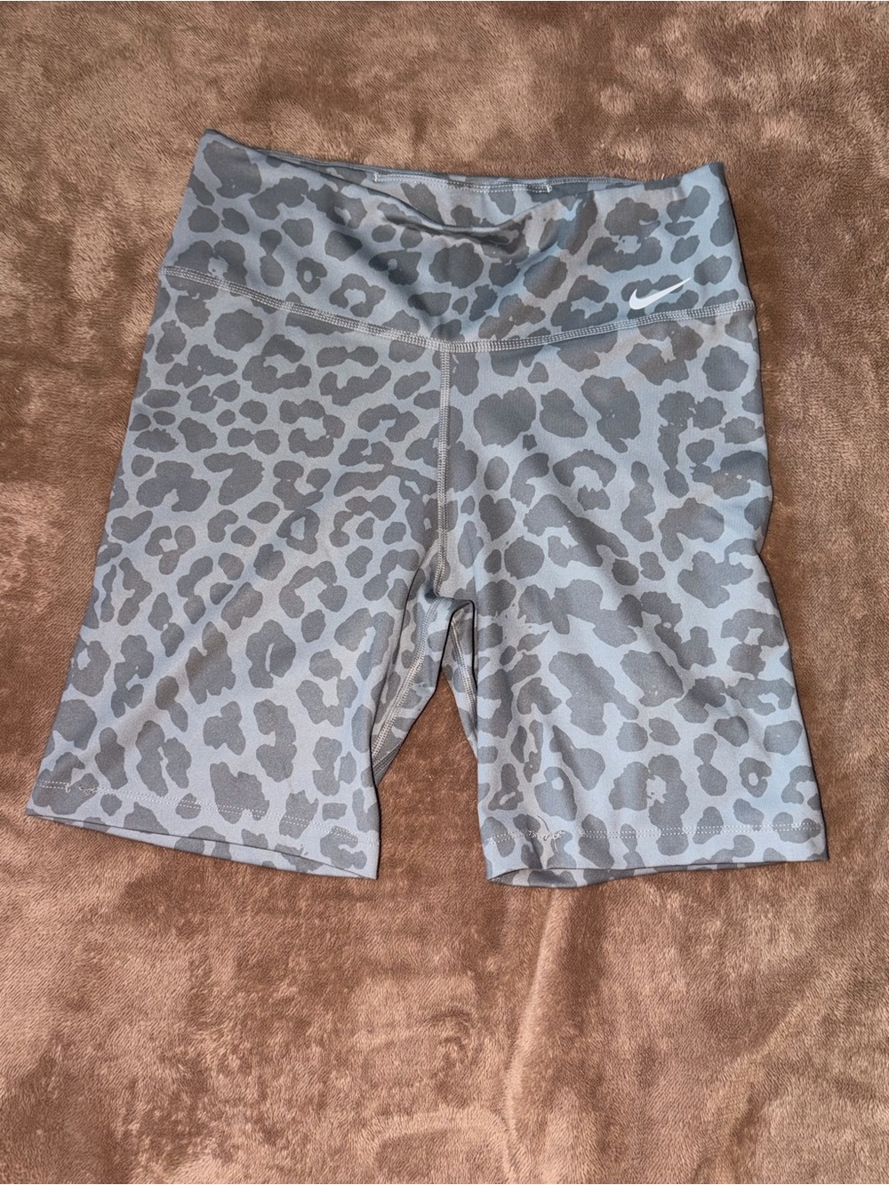 Nike Women's Gray Leopard-Print Bike Shorts